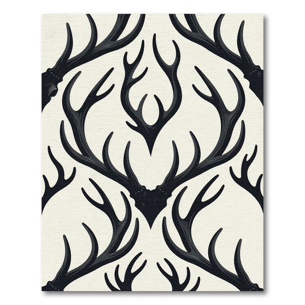 Monochrome Antler Damask Charcoal Cream Rug