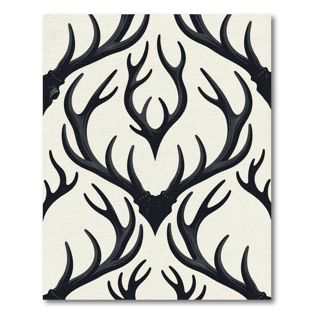 Monochrome Antler Damask Charcoal Cream Rug