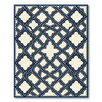 Navy Blue Interlaced Quatrefoil Geometric Tile Rug