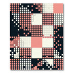 Modern Blush Pink Pixel Checkered Grid Rug