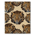 Majestic Leopard Heads Abstract Composition Rug
