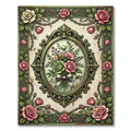Vintage Sage Floral Rose Bouquet Rug