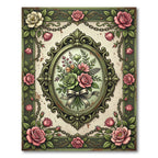 Vintage Sage Floral Rose Bouquet Rug