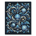 Ornate Blue Shell And Acanthus Scroll Rug
