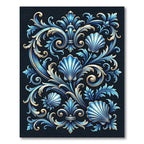 Ornate Blue Shell And Acanthus Scroll Rug