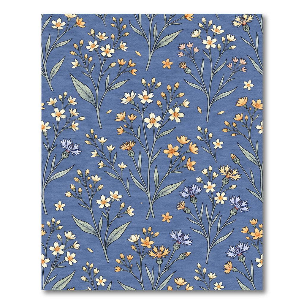 Delicate Blue Meadow Floral Sprigs Rug