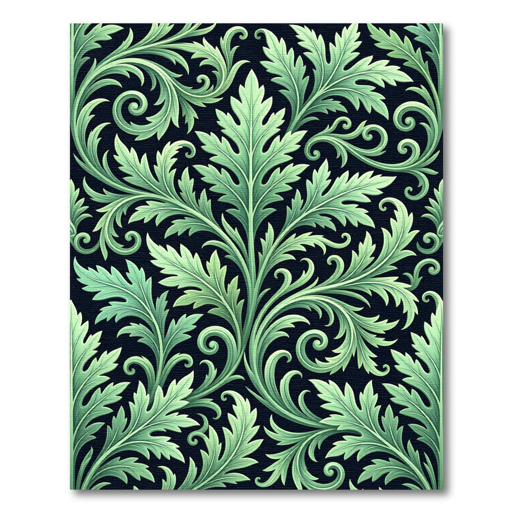Lush Green Acanthus Scrollwork Rug