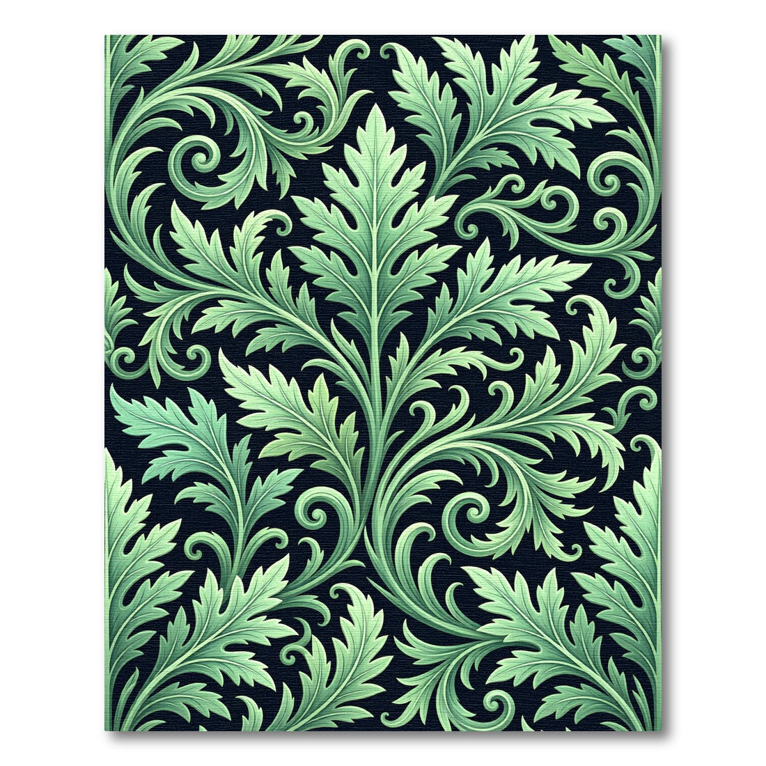 Lush Green Acanthus Scrollwork Rug