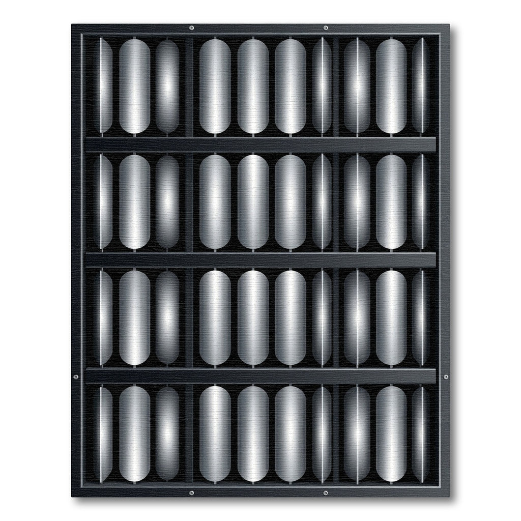 Modern Metallic Silver Vertical Column Grid Rug