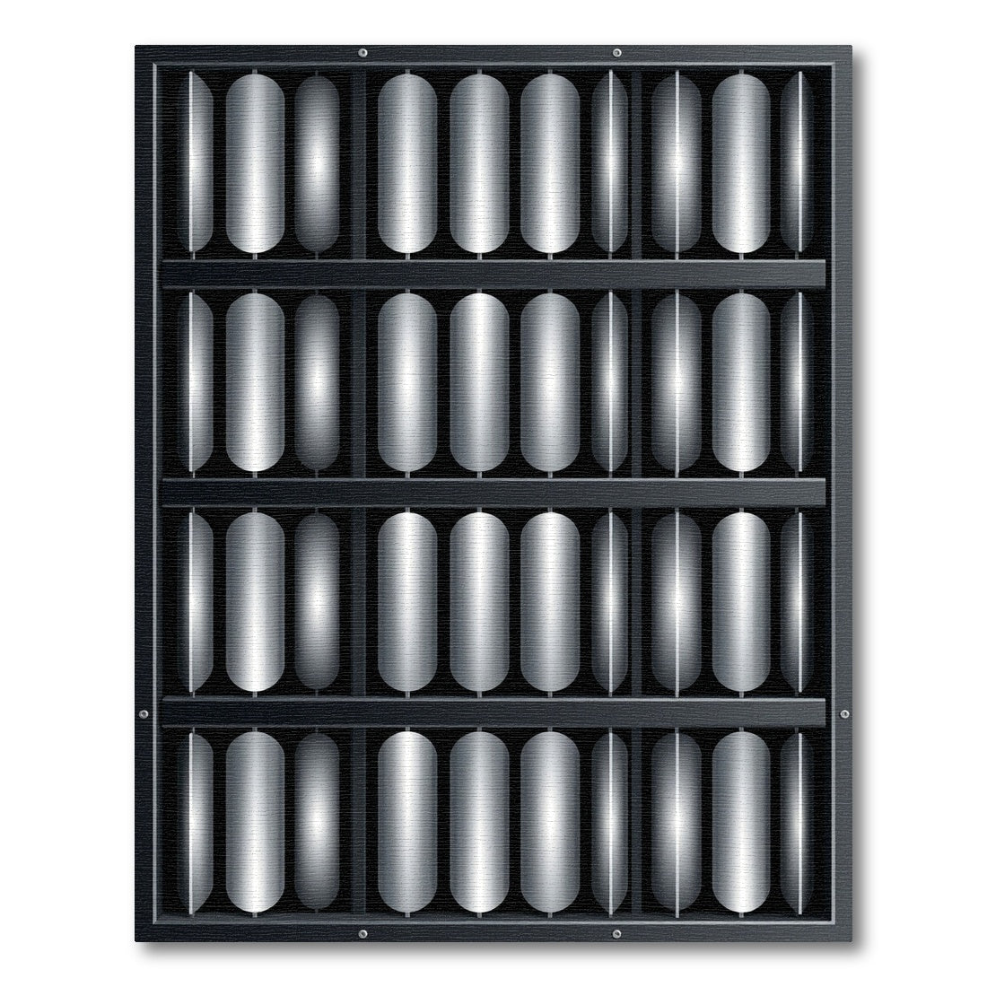 Modern Metallic Silver Vertical Column Grid Rug