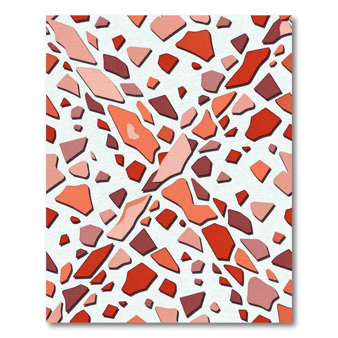 Abstract Terracotta Terrazzo Geometric Fragments Rug