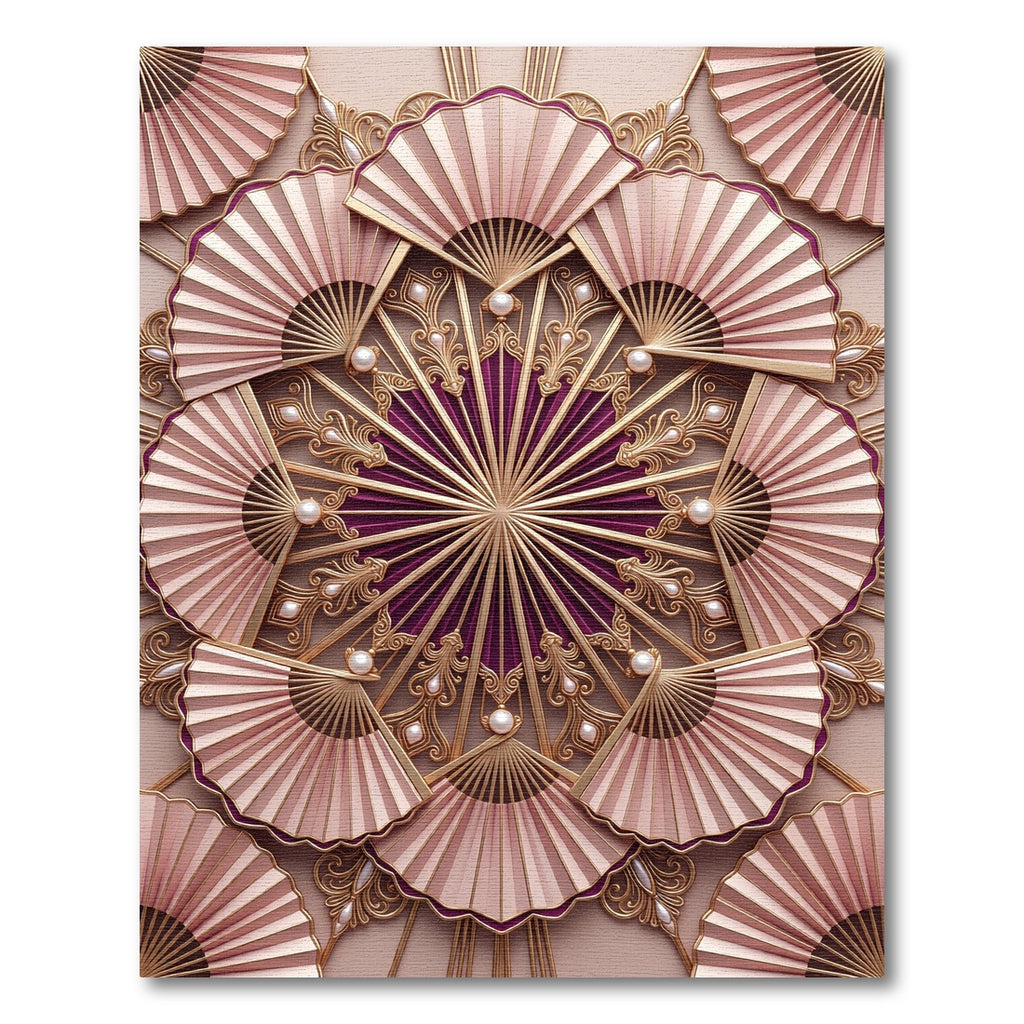 Elegant Rose Gold Fan Medallion Rug