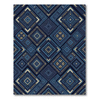 Navy Blue Geometric Diamond Tribal Rug