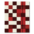 Modern Geometric Plaid Crimson Checkerboard Rug