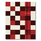 Modern Geometric Plaid Crimson Checkerboard Rug
