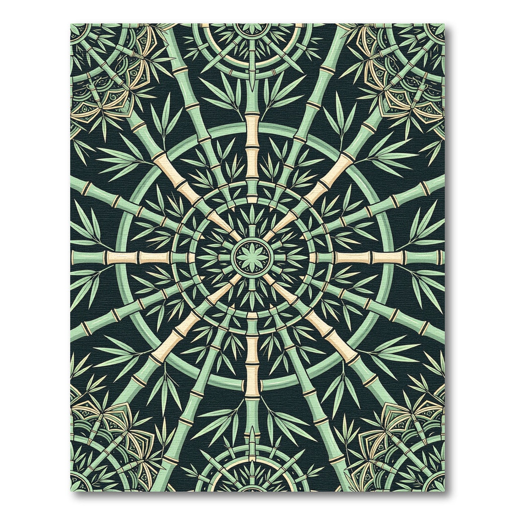 Green Bamboo Radial Medallion Rug
