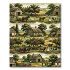Whimsical Farmhouse Apples Cows Fields Rug
