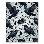 Gothic Raven Ink Splatter Black White Rug