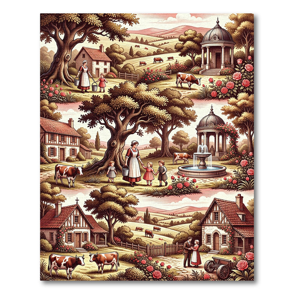 Pastoral Farmhouse Rustic Rose Garden Rug