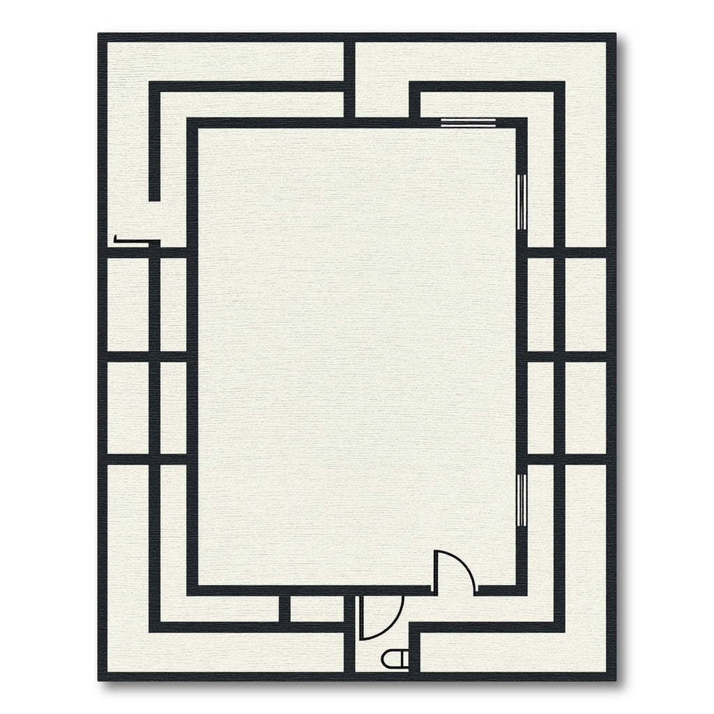 Bold Black Geometric Labyrinth Rug