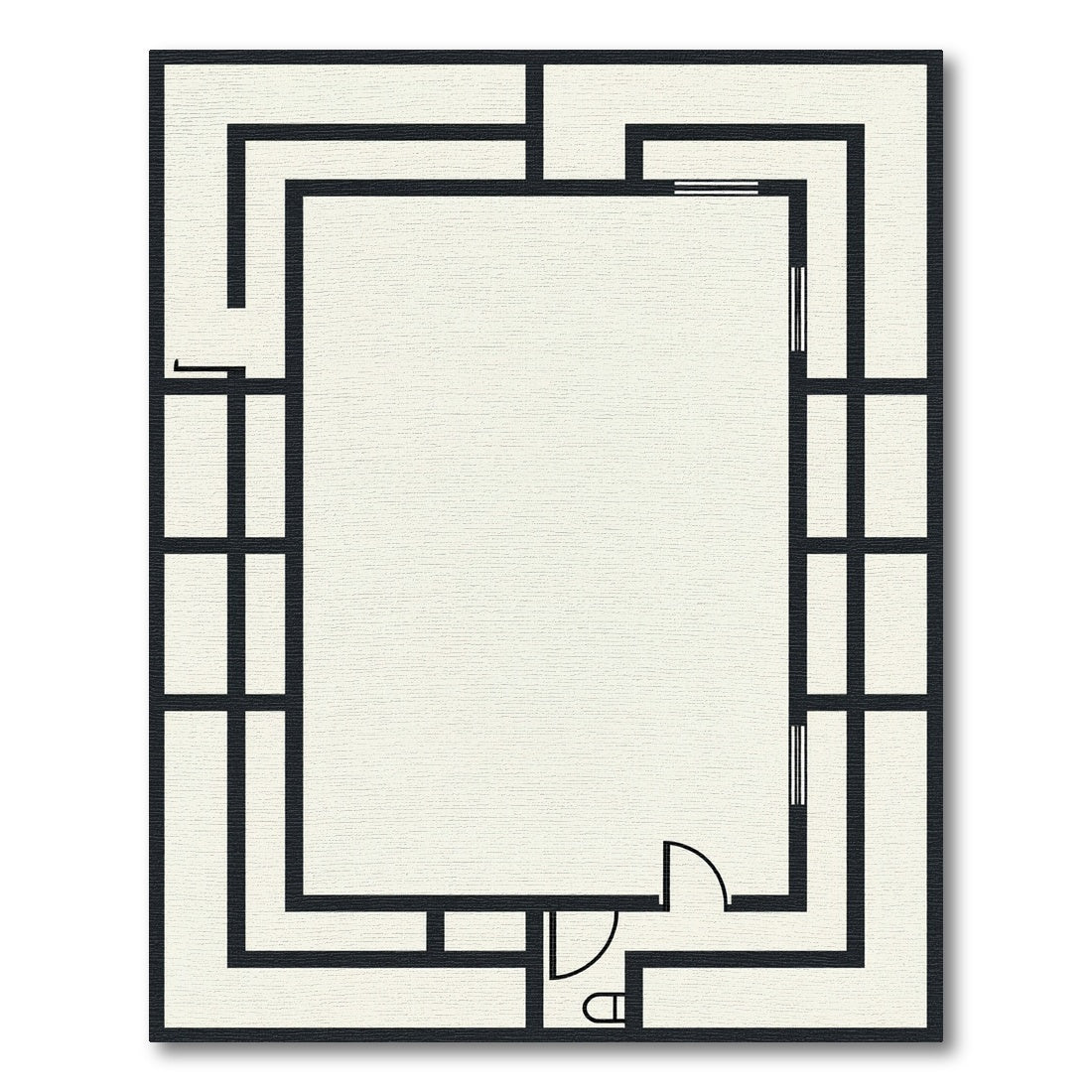 Bold Black Geometric Labyrinth Rug