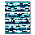 Coastal Blue Striped School of Fish Rug