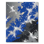 Celestial Blue and Silver Abstract Galaxy Rug