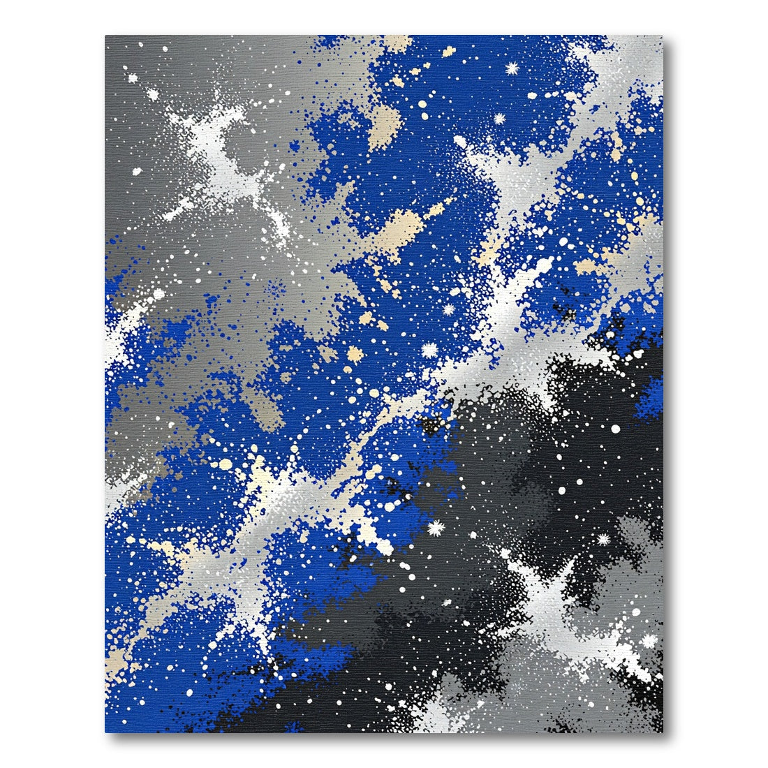 Celestial Blue and Silver Abstract Galaxy Rug