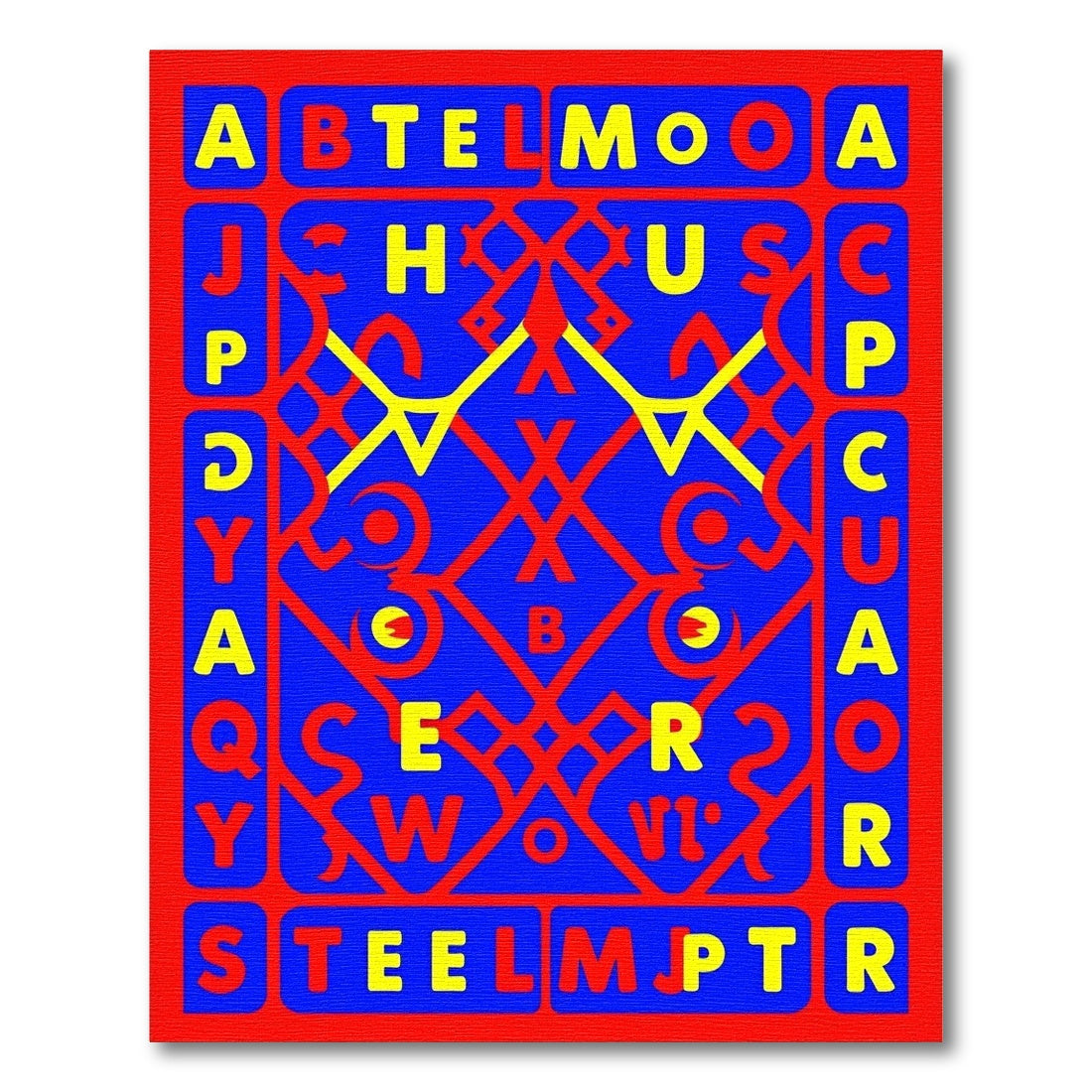 Bold Red Blue Alphabet Art Rug