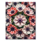 Elegant Pink Anemone Floral Botanical Canvas Rug