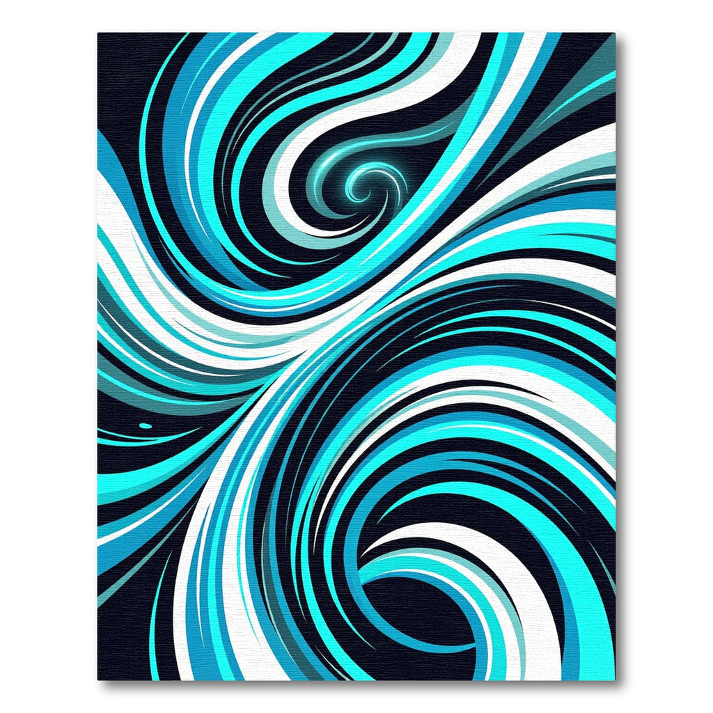 Modern Abstract Cyan Swirl Rug