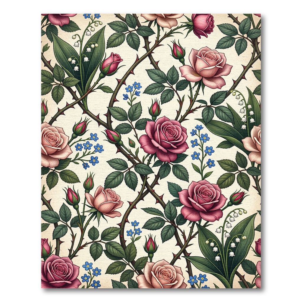 Vintage Romantic Rose and Lily Garden Rug