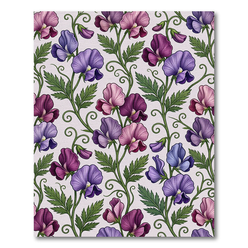 Purple Pink Blue Sweet Pea Vine Rug