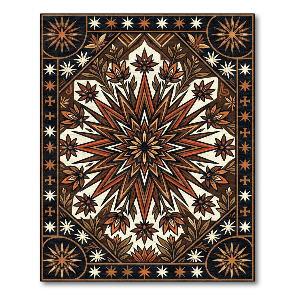 Earthy Tones Starburst Floral Medallion Rug