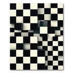 Black White Pixelated Checkerboard Cubes Rug