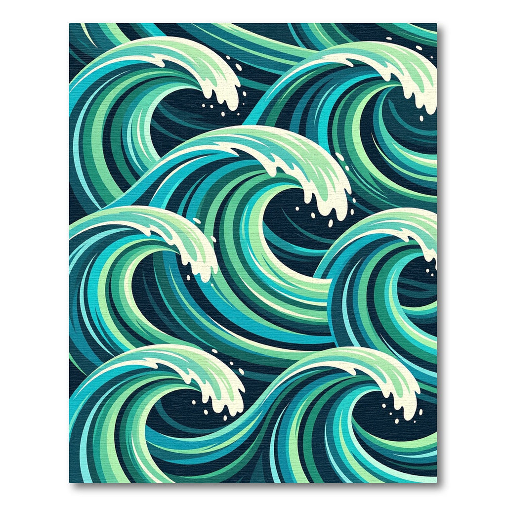 Dynamic Teal Green Ocean Waves Rug