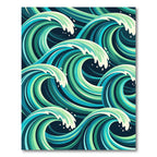 Dynamic Teal Green Ocean Waves Rug