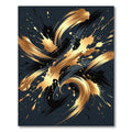 Abstract Gold and Black Swirl Art Rug