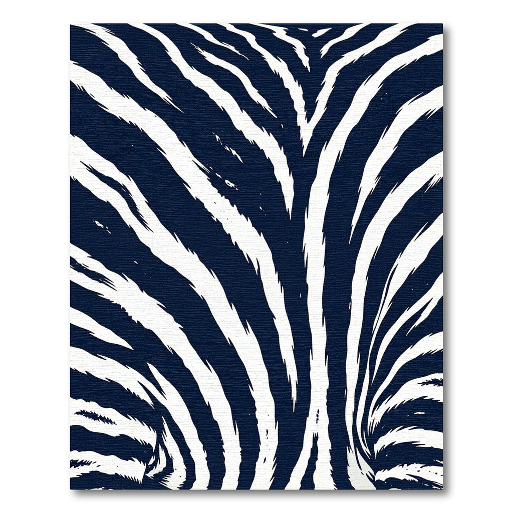 Deep Blue White Zebra Stripe Rug