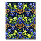 Royal Blue Iris Gold Baroque Swag Rug