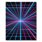 Neon Grid Cyberpunk Retrowave Perspective Rug