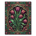 Elegant Royal Purple Tulip Floral Bouquet Rug