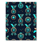 Neon Pixel Medal Gaming Arcade Space Rug