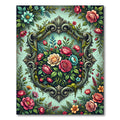 Ornate Floral Frame Vintage Garden Rug