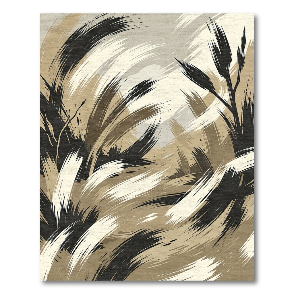 Abstract Earthy Tone Brushstroke Swirl Rug
