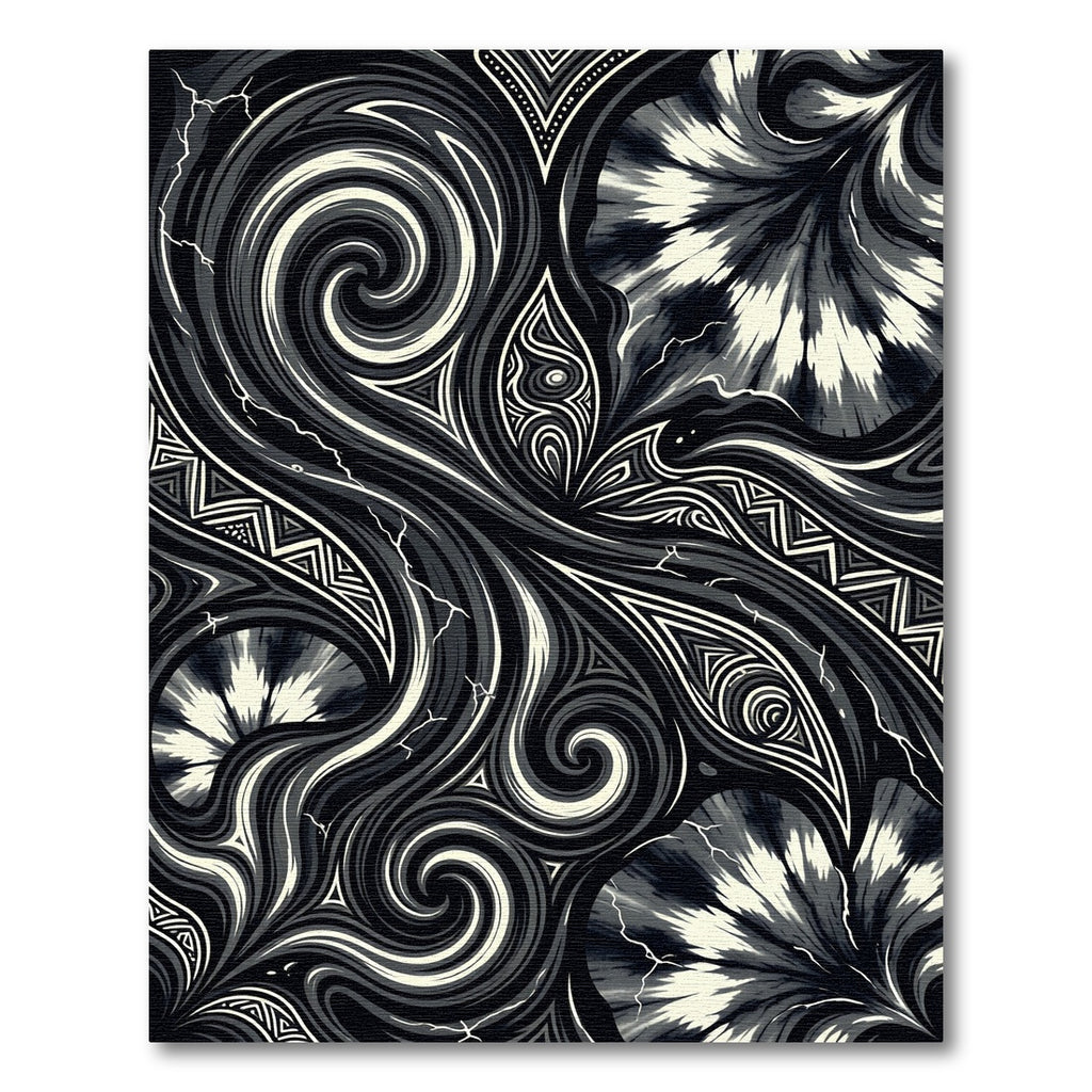 Monochromatic Swirl Tie Dye Composition Rug