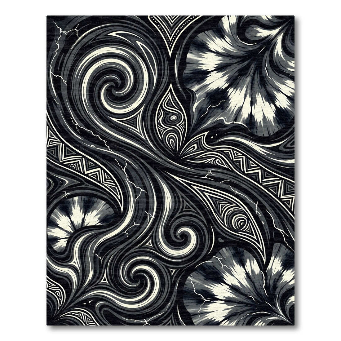 Monochromatic Swirl Tie Dye Composition Rug