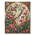 Elegant Vintage Crimson Floral Scroll Rug