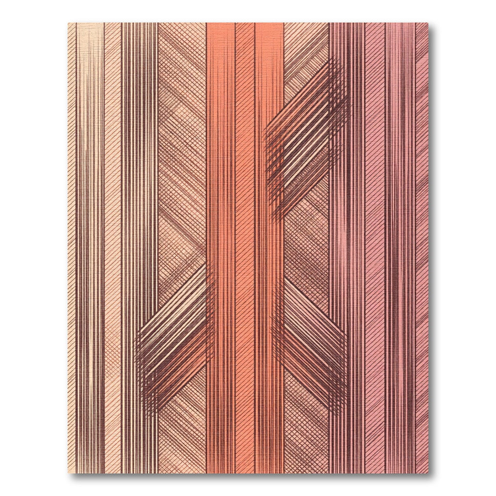 Coral Pink Geometric Stripe Harmony Rug