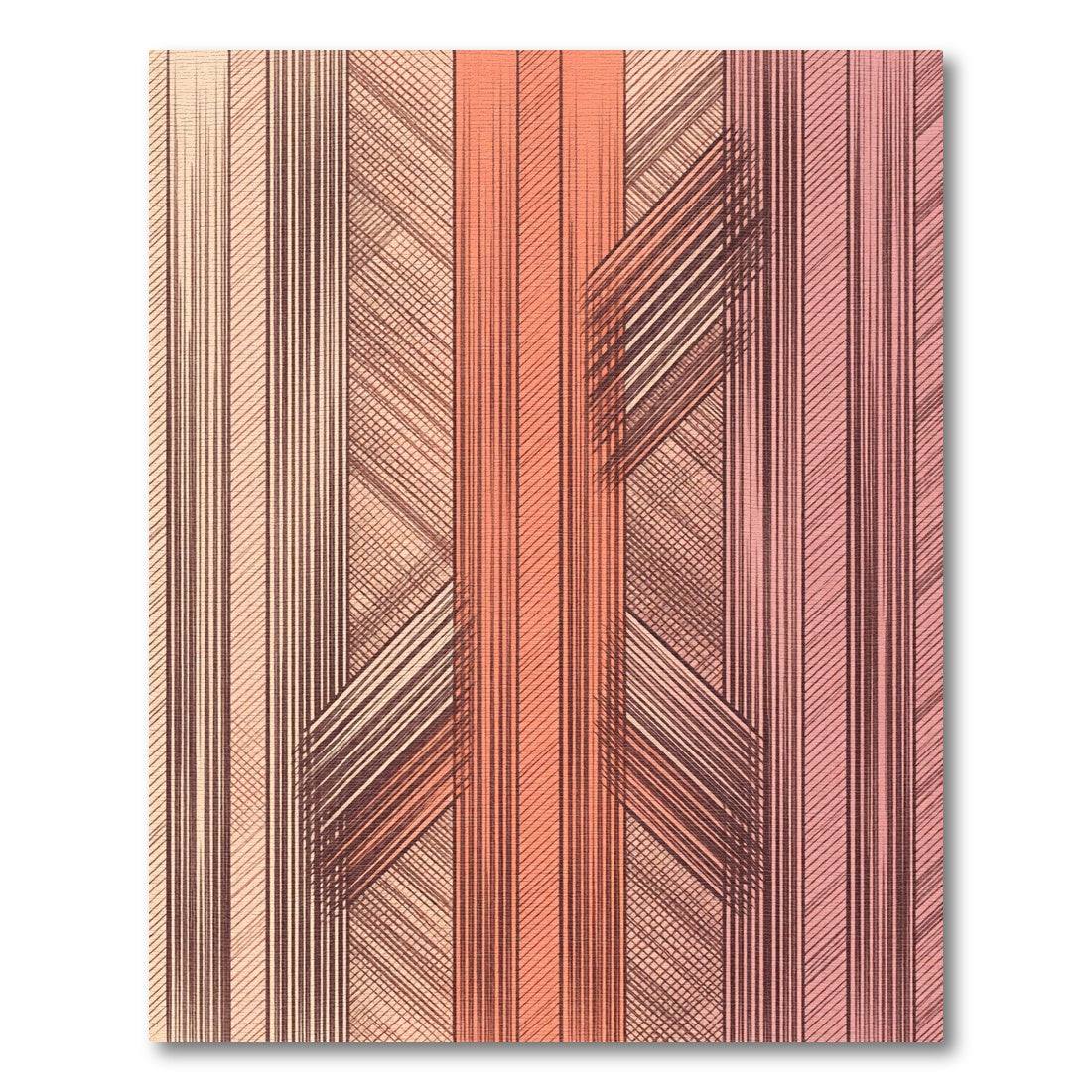 Coral Pink Geometric Stripe Harmony Rug